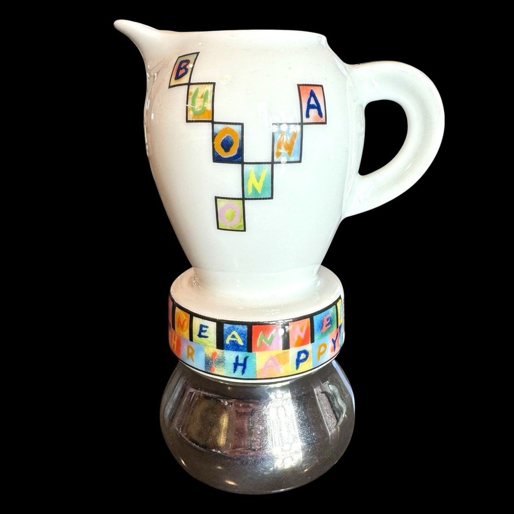 Vintage d'Ancap Espressina Porcelain Stovetop Espresso Maker Edizione Crossword